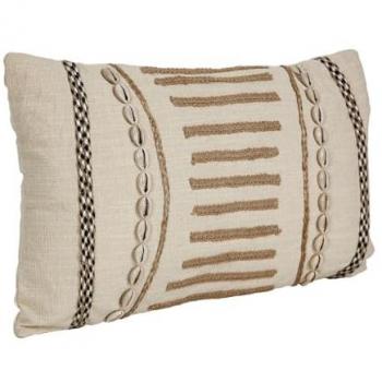 Cojín bordado conchitas STYLE HOME 30 x 8 x 50 cm Beige Crema