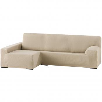 Eysa Funda Chaise Longue elástica, Textura, Beige, 90 x 240-280 x 155 cm