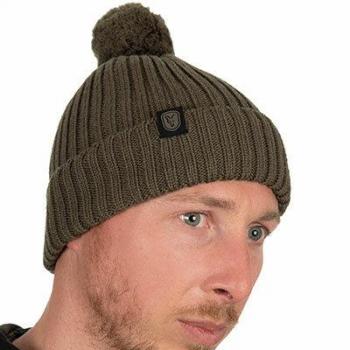 Gorro de lana merino Fox Verde con bola