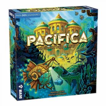 Juego de mesa Devir Pacífica - Juego de estrategia, 2 a 4 jugadores, duración de 45 a 90 minutos, recomendado para mayores de 12 años, incluye tablero, cartas y piezas personalizadas