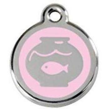 Placa para Gato Fish Bowl Rosa Acero Inoxidable Pequeña 2 cm - RedDingo