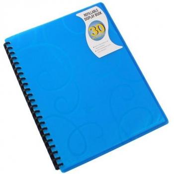 Bantex Display Refillable Book PP A4 30 Pocket Jewel Blue