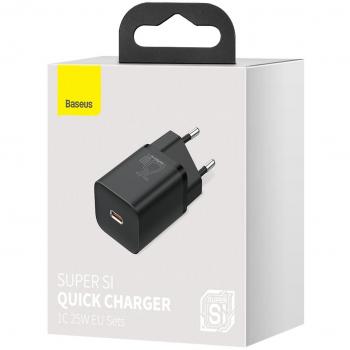 Cargador de CA Baseus Super Si USB-C Tipo C PD 25W Negro