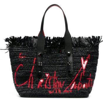 Christian Louboutin Women's Frangibus Logo-Embroidered Tote Bag in Black | Size UNI | 3235058FRANGIBUSB636