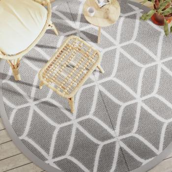 Alfombra de exterior PP gris Ø200 cm vidaXL