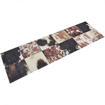 Alfombra de cocina lavable terciopelo piel animal 60x180 cm, color peper, negro y marrón, diseño coffee text