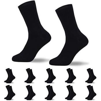 YOUCHAN calcetines hombre algodon negros 10 Pares Ejecutivos Negros de Algodón Transpirables Uso Diario-Negro-3942