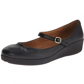 Fitflop F-Pop Leather, Mary Jane Para Mujer, Negro