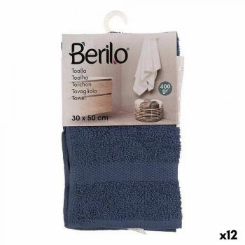 Toalla de baño Berilo 30 x 0,5 x 50 cm Azul (12 Unidades)