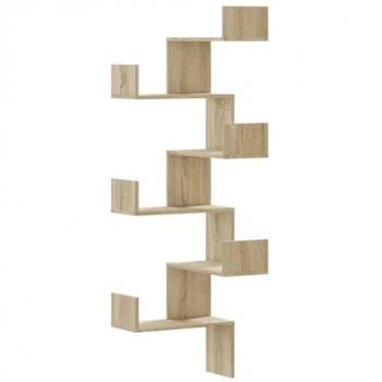 Estantería de pared de esquina madera roble Sonoma 45x45x147 cm Marrón
