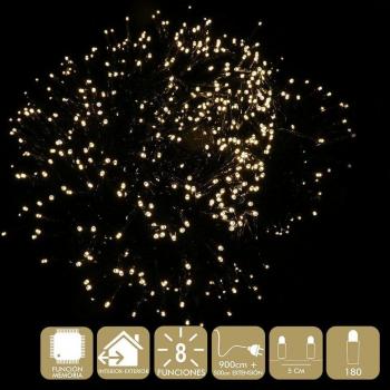 Guirnalda Luminosa LED 180 Luces Blanco Cálido con 8 Funciones de Iluminación - Decoración Navideña Interior/Exterior