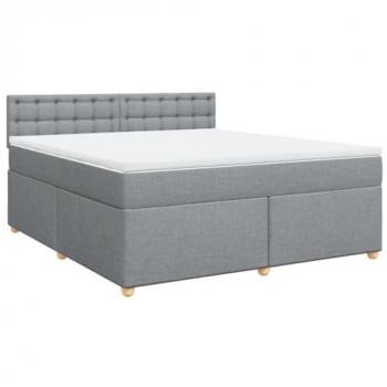 Cama Box Spring con colchón de tela gris claro 180x200 cm