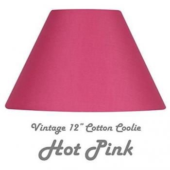 Caliente rosa 12 algodón Coolie duro con lámpara completa con reversible cardán para mesa y lámpara de techo con lámparas de pie o. Incluye adaptador para ajustarse a todas las tallas. BC SBC es SES. 180 mm de altura x diámetro 300 mm