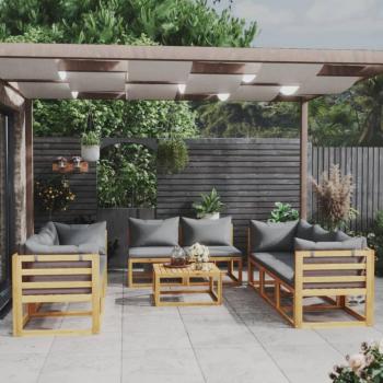 9-Piece Garden Lounge Set with Cushions in Solid Acacia Wood