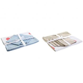 Mantel y servilletas DKD Home Decor 8424001750399 Azul Beige 150 x 1 x 150 cm (2 Unidades)