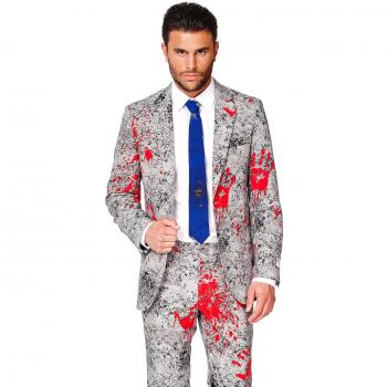 OppoSuits Men's Zombiac Halloween Suit - Creepy Stylish Zombie Print, Size 48 EU