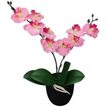 vidaXL Planta Artificial Orquídea con Macetero Altura Total 30 cm Color Rosa