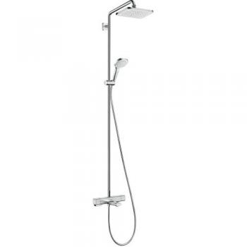 Hansgrohe Croma E Showerpipe 280 Columna de Ducha Termostática Cromada con 1 Jet y Termostato para Baño, Modelo 27687000