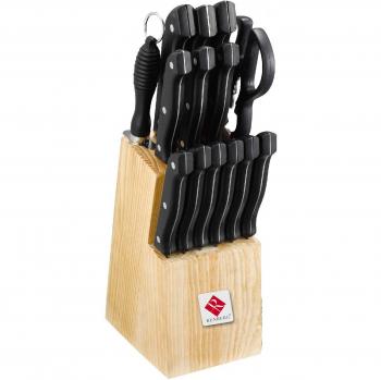 RENBERG Tenessy | Cuchillos de Cocina | Set Completo de 15 Piezas con Tacoma de Madera Cortar Todo Tipo de Ingredientes | Cocina Profesional | Fabricados en Acero Inoxidable