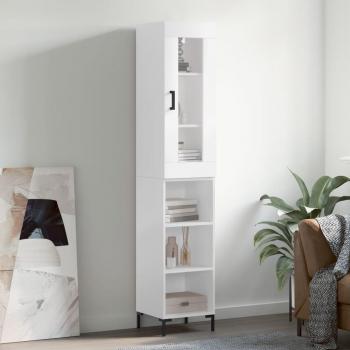 Aparador alto de madera contrachapada blanco 34,5x34x180 cm