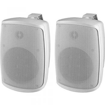 Caja compacta de 2 vías Monacor WALL-06T/WS, 100 V, IP65, 100 W, par