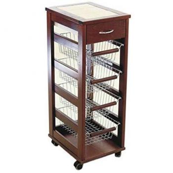 Carro Portafrutas Compacto Vesuvio en Madera de Nogal Salvaspacio con 1 Cajón 84 x 29 x 39 cm