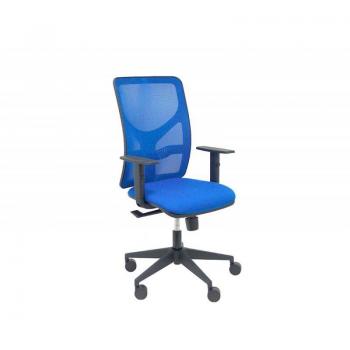 Silla de Oficina Pyc Motilla con Brazos Regulables, Respaldo en Malla y Asiento Bali en Tela, Color Azul
