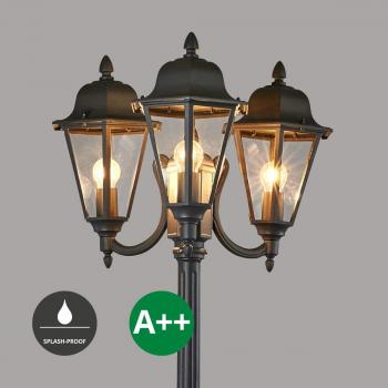 Farola exterior Lindby Edana gris grafito, moderna, con tres cabezales E27, hecha de aluminio
