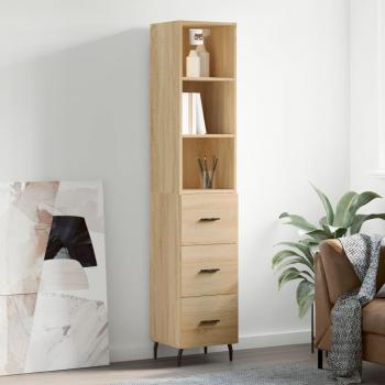 Aparador de madera contrachapada roble Sonoma 34,5x34x180 cm marrón vidaXL