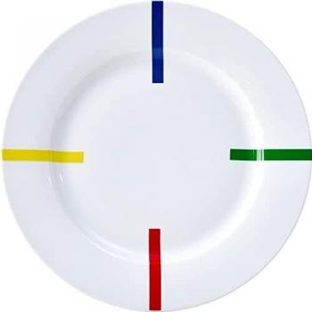 UNITED COLORS OF BENETTON- BE159 Set 4PC Plato Llano Porcelana PO, Rayas