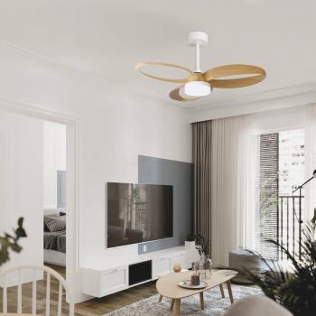 Ventilador de Techo LED Infinity DC Silencioso con Luz Dimmable, 93 cm, Decoración en Madera