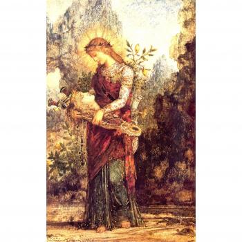 Mujer TRACIA de ojos y cabeza de Orfeo sentados en el lomo de marcha Gustave Moreau lona de algodón 16,5 x 25,4 cm