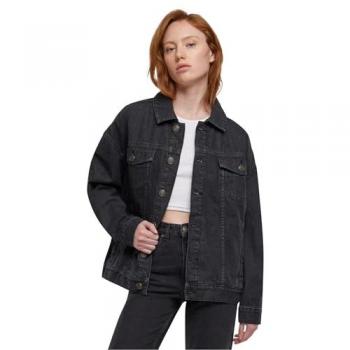 Urban Classics Women's Oversized 90's Black Washed Denim Jacket - Size S - 100% Cotton