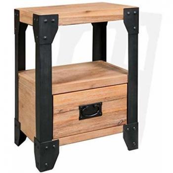 vidaXL Nightstand Solid Acacia Wood Steel 40x30x54 cm