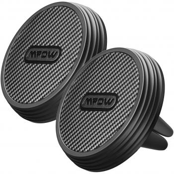 Mpow Soporte Móvil Magnético para Coche, 2 Packs Soporte con Imán para Móvil Coche, Soporte para Movil Coche Rejilla, de Fibra de Carbono para iPhone X/8/7/7Plus, Samsung Galaxy S8/7/6, Xiaomi, Huawei P9/P9Plus y ect.