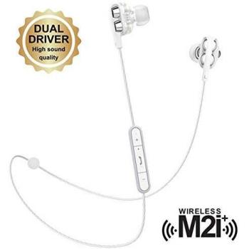 Auriculares Bluetooth Inalámbricos Muvit M2i+ con Sistema Dual Driver - Color Blanco