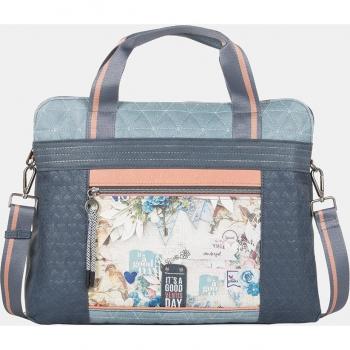 Maletín portaordenador de mujer color azul con cremallera