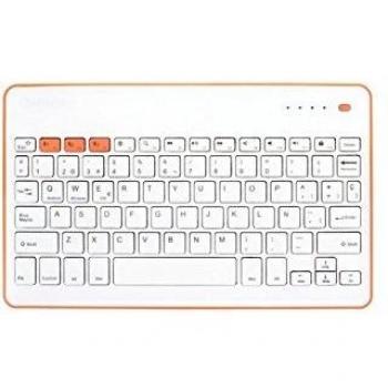 Silver HT 111936740199 - Teclado inalámbrico, Blanco / Melocotón