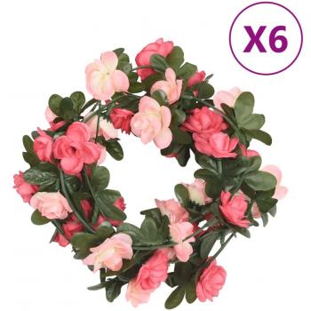 Guirnaldas de flores de Navidad 6 uds rosa 240 cm
