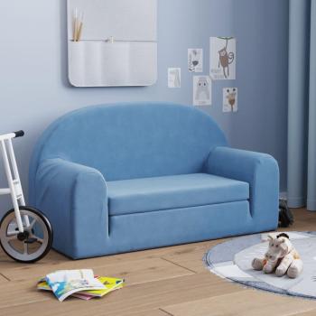 Sofá Cama Infantil 2 Plazas en Felpa Suave Azul