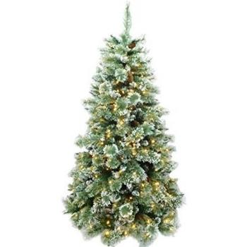 6 Pie / 72 pulgadas Prelit hielo de Frost Mix Verde Pino de Navidad con 400 estático blanco cálido luces LED