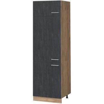 Armario empotrado para frigorífico R-Line, 60 cm, Hormigón negro, Vicco