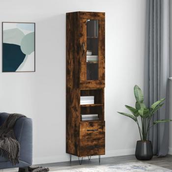 Aparador de madera contrachapada roble ahumado 34,5x34x180 cm vidaXL Marrón