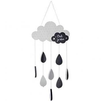 Lámpara Colgante Infantil Nube de Madera y Algodón Gris - H61,5 cm - Atmosphera Créateur D'Intérieur