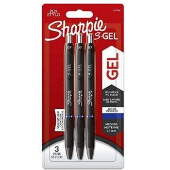 Sharpie S-Gel Bolígrafo de gel de punta retráctil Azul 3 pieza(s)