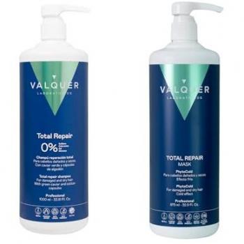 Pack Total Repair para Cabellos Dañados - Champú y Mascarilla 1 L - Zero% Sulfatos - Caviar Verde y Algodón - Certificación Halal
