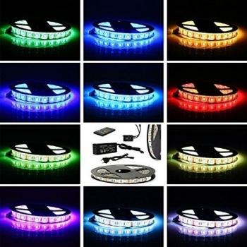 CoastaCloud Tira de Luz LED Lampara impermeable IP65 300LEDs SMD 5050 multicolor con 20 teclas RGB controlador remoto y fuente de alimentacion