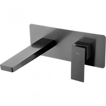 Grifo Monomando Empotrado para Lavabo de Latón - Grifería Empotrada Apta para Agua Fría y Caliente - Color Negro Gun Metal