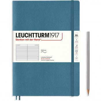 Libreta Leuchtturm1917 B5 tapa blanda con líneas, 123 páginas numeradas, color azul piedra