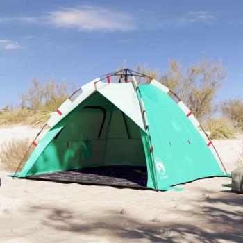 Tienda de playa impermeable para 3 personas con apertura rápida en color azul azur, gris y verde mar